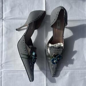 Vintage Prada Gingham Flower Heels
